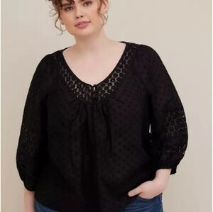 Torrid Black Lace Detail Blouse